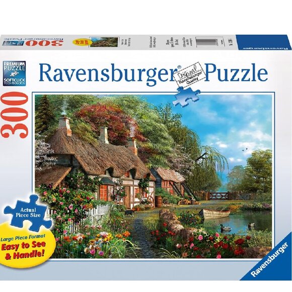 New sealed Ravensburger 300 pcs Large Format Puzzle-Cottage on A Lake - Picture 1 of 14